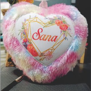 Customize / Multi Colour Fur Heart Cushion